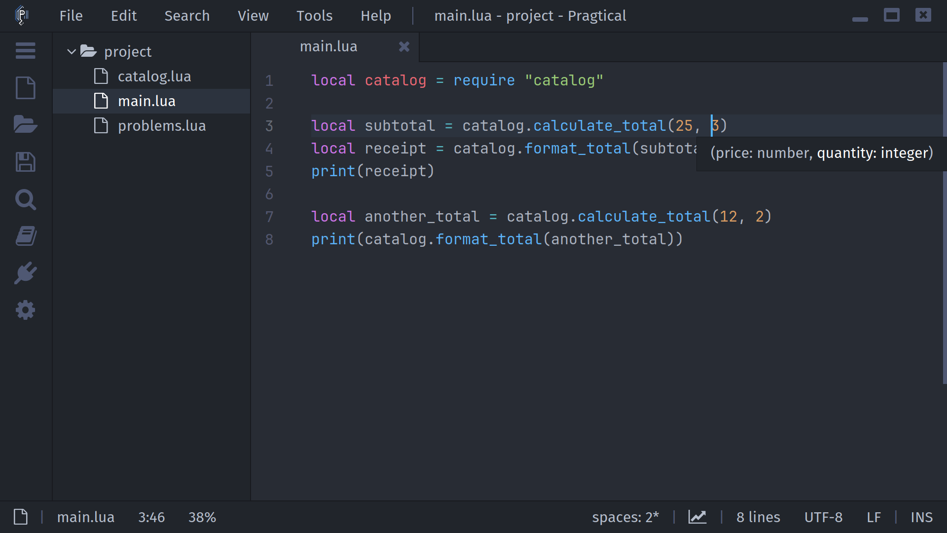 Lua function signature help at a call site