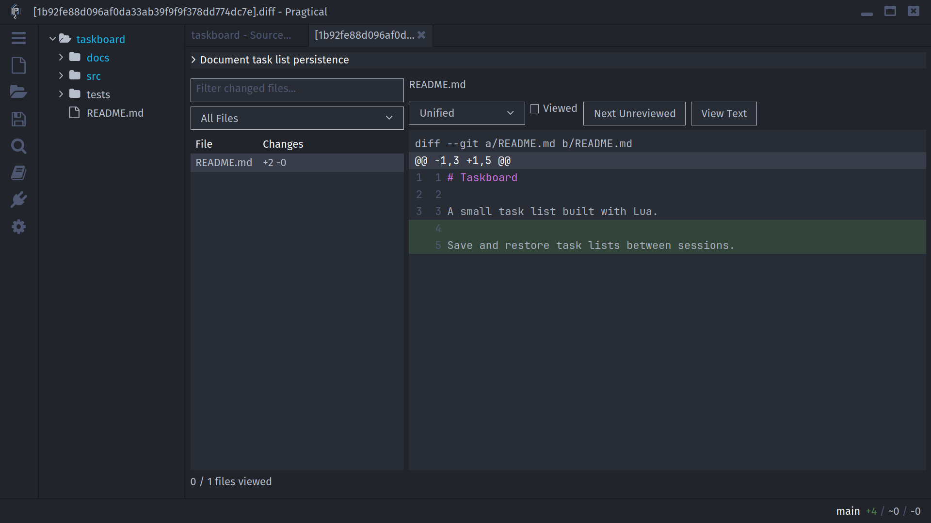 Advanced SCM commit diff with changed-file navigation