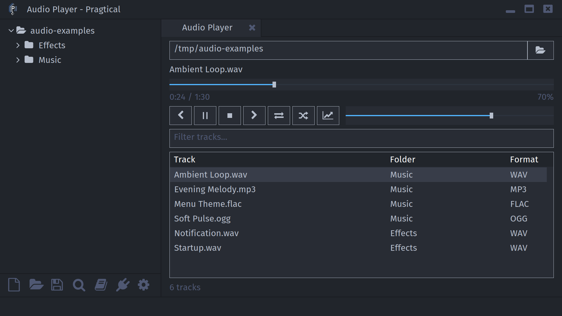 audio player with a folder playlist